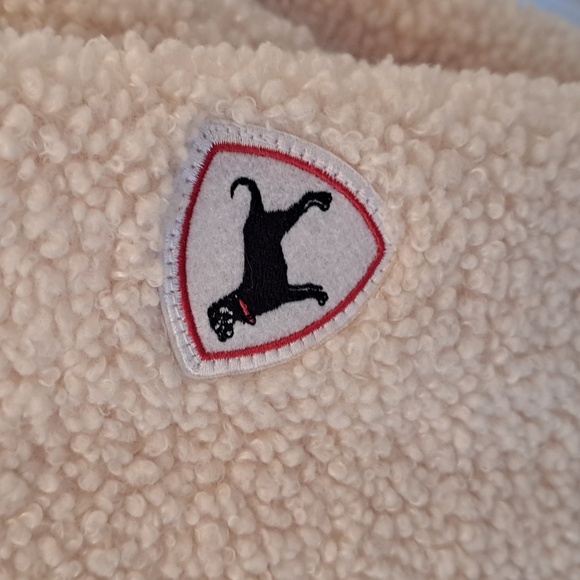 The Black Dog Womens Classic Cream Sherpa/Teddy Half Zip Pullover Pouch Pocket L - Picture 3 of 9